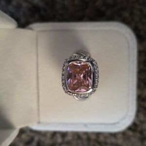 Elegant Pink and Silver Women's Ring